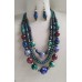 Necklace Korali of lampwork beads colourful 3 threads